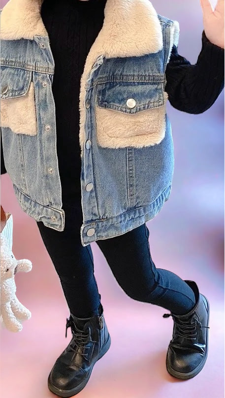 Children Demin and Faux Fur Vest