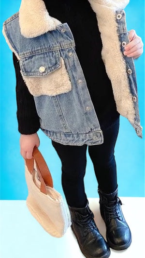 Children Demin and Faux Fur Vest